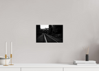 parallel paths monochrome railroad wall art photography