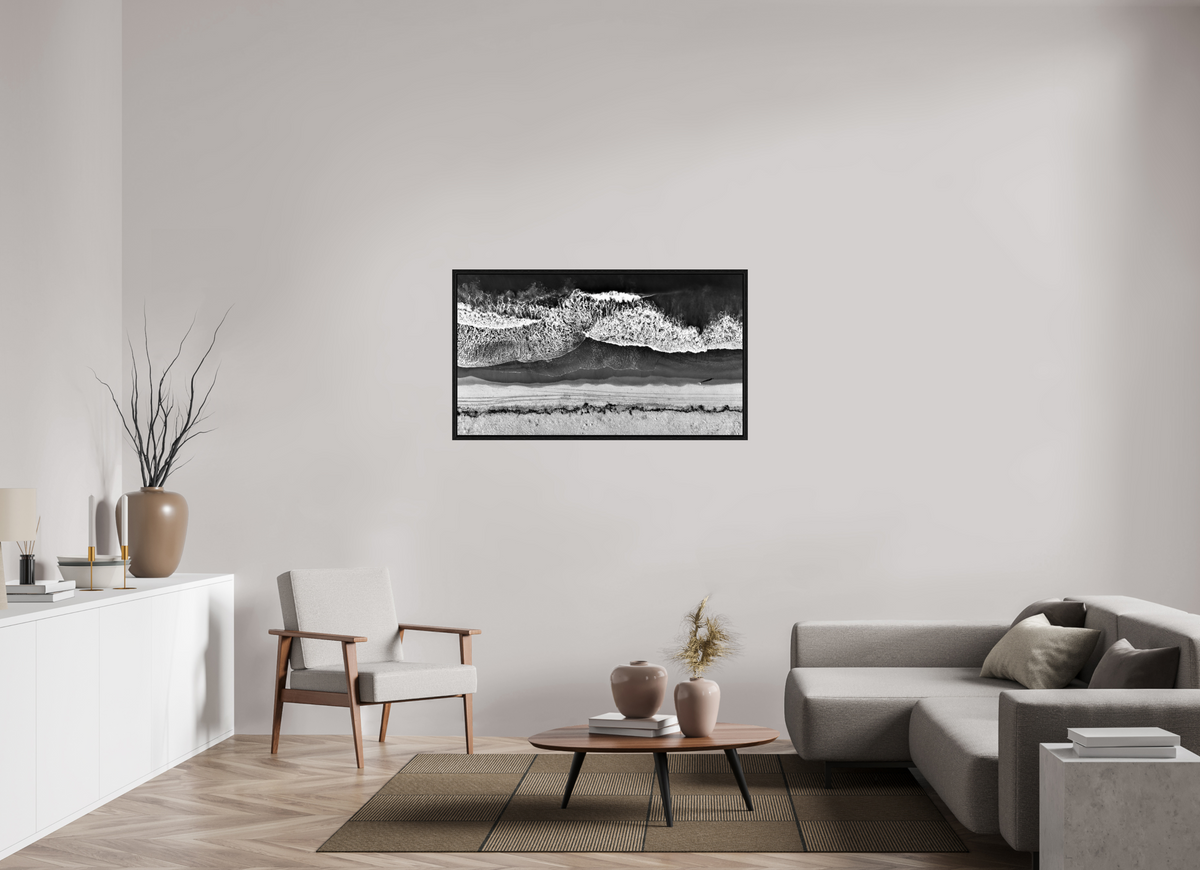 49 x 27.6″, Floater Frame Monochrome Swell