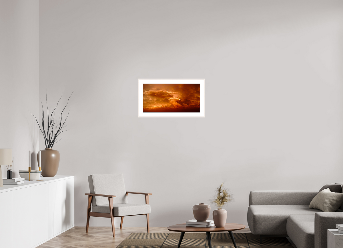 27.2 x 14″, Changeable Magnetic Frame Crimson Horizon fine art storm photograph