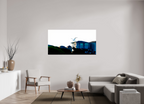 67.3 x 35″, Photo Print Under Acrylic Glass White Egret Flying Over Coastal Beach House