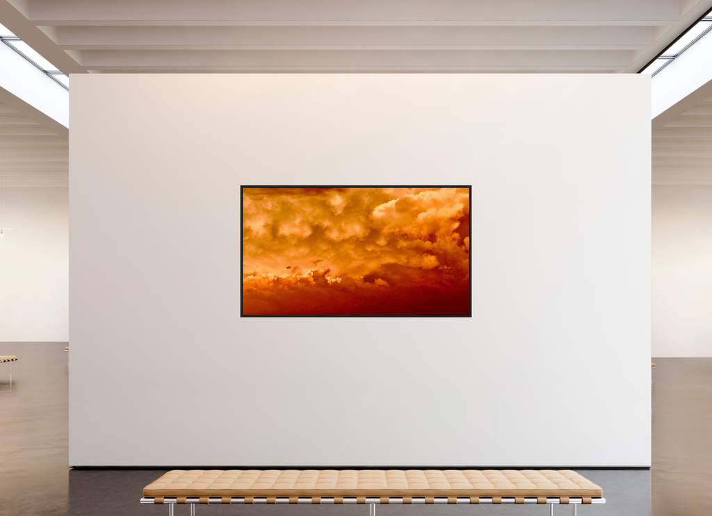 80 x 45″, Floater Frame Golden Inferno golden inferno fine art photograph