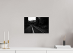 parallel paths monochrome railroad wall art photography
