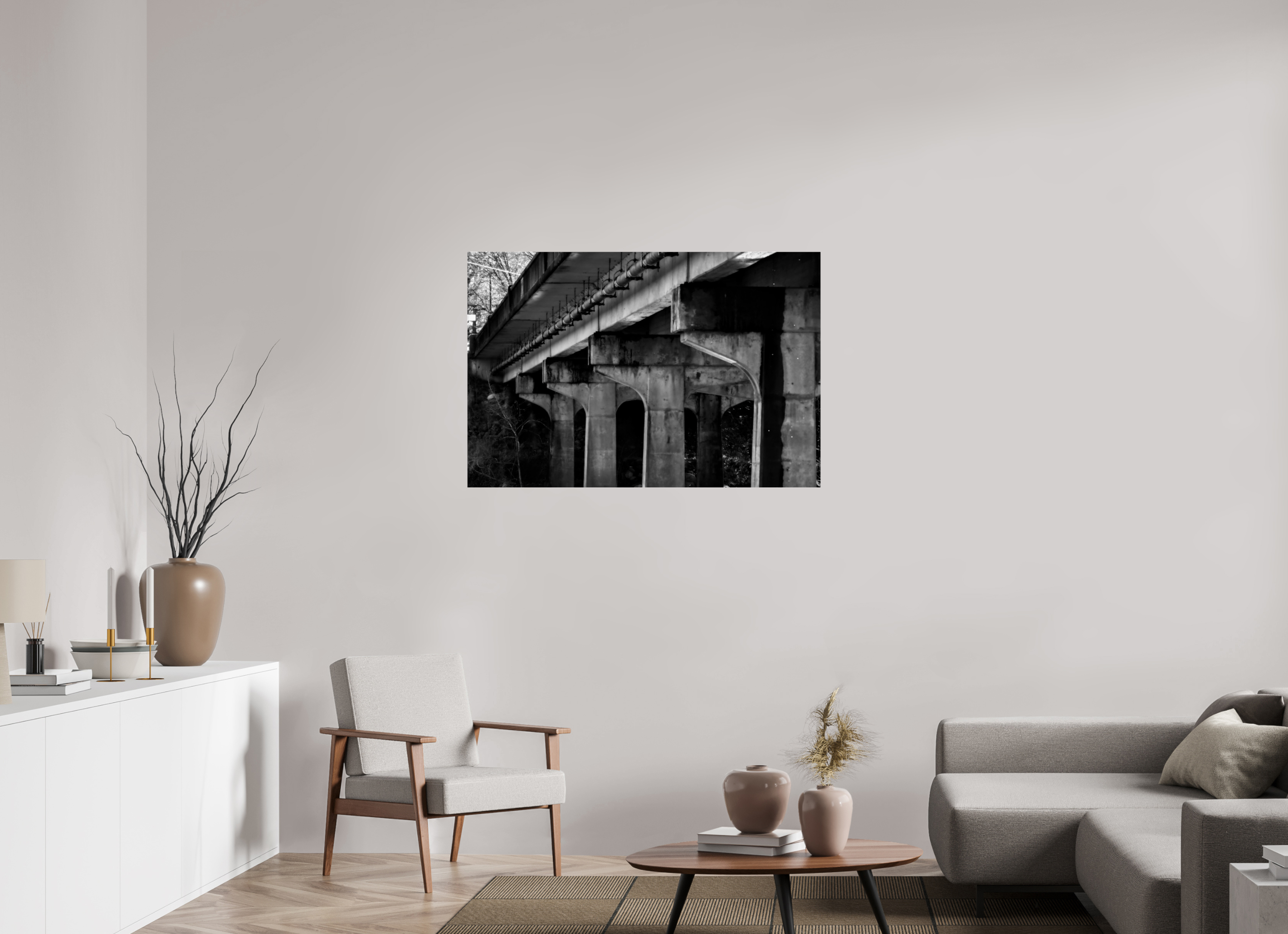 45 x 30″, Photo Print Under Acrylic Glass Shadowed Structure