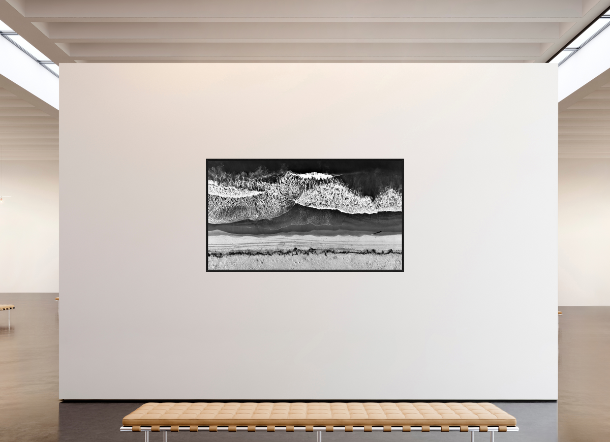 80 x 45″, Floater Frame Monochrome Swell