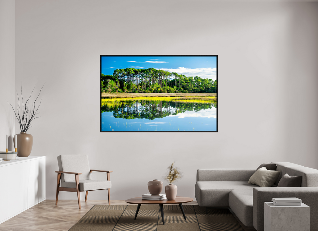 72.8 x 47″, Floater Frame Serene Marsh Landscape Fine Art Photography Print