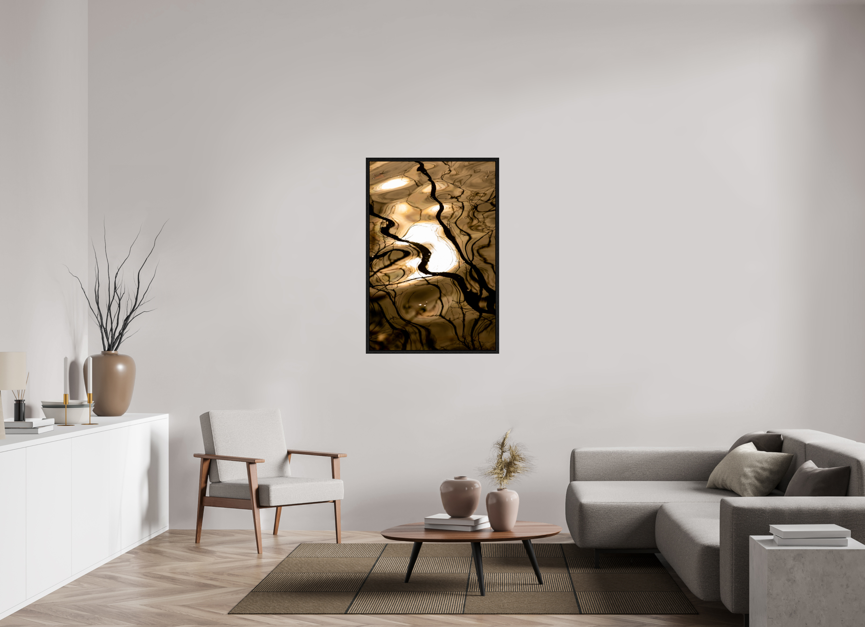 30 x 45″, Floater Frame Liquid Gold