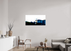 46.1 x 24″, Photo Print Under Acrylic Glass White Egret Flying Over Coastal Beach House