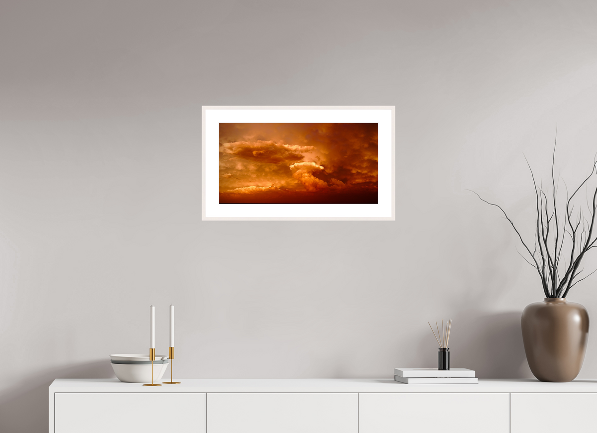 23.3 x 12″, Changeable Magnetic Frame Crimson Horizon fine art storm photograph
